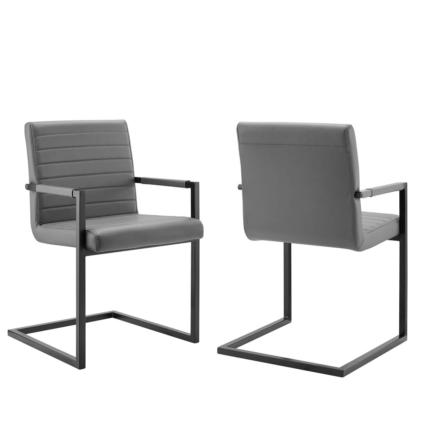 Savoy Vegan Leather Dining Chairs - Set of 2 Gray EEI-4522-GRY