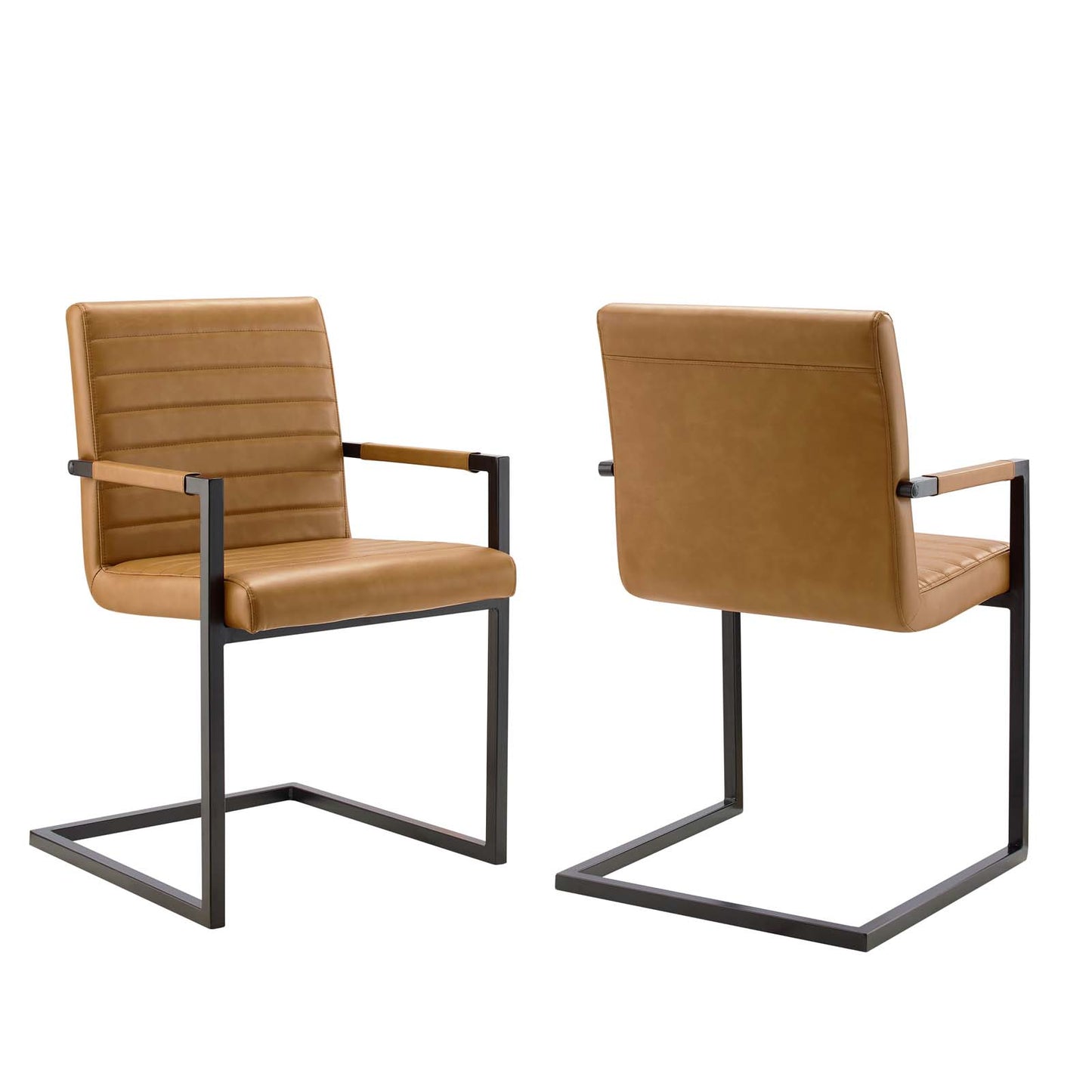 Savoy Vegan Leather Dining Chairs - Set of 2 Tan EEI-4522-TAN