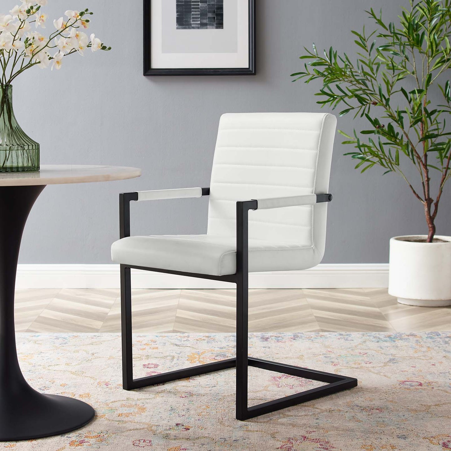 Savoy Vegan Leather Dining Chairs - Set of 2 White EEI-4522-WHI