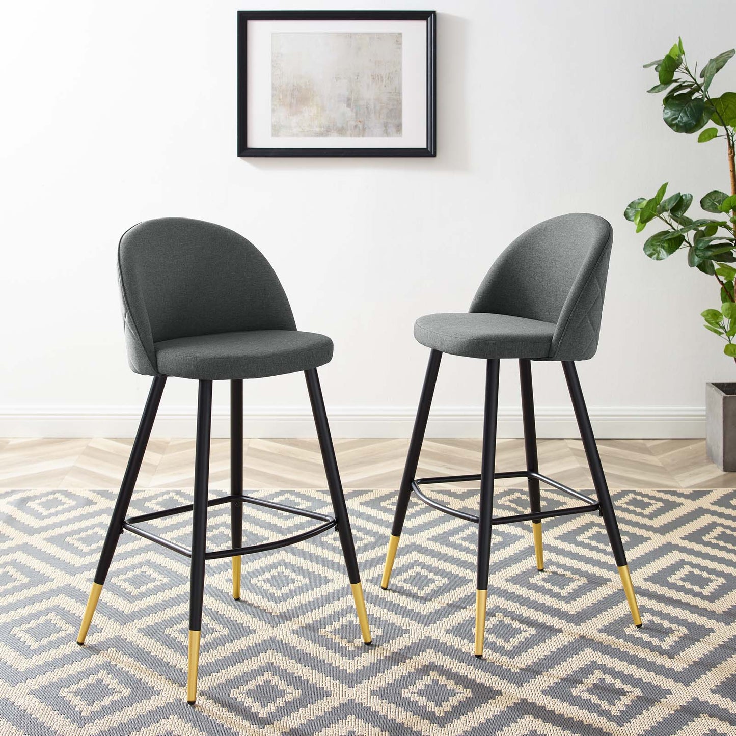 Cordial Fabric Bar Stools - Set of 2 Gray EEI-4526-GRY