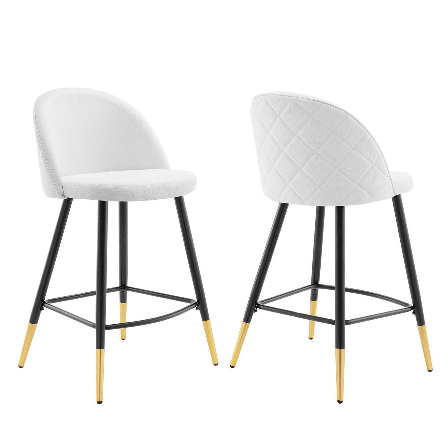 Cordial Fabric Counter Stools - Set of 2 White EEI-4528-WHI