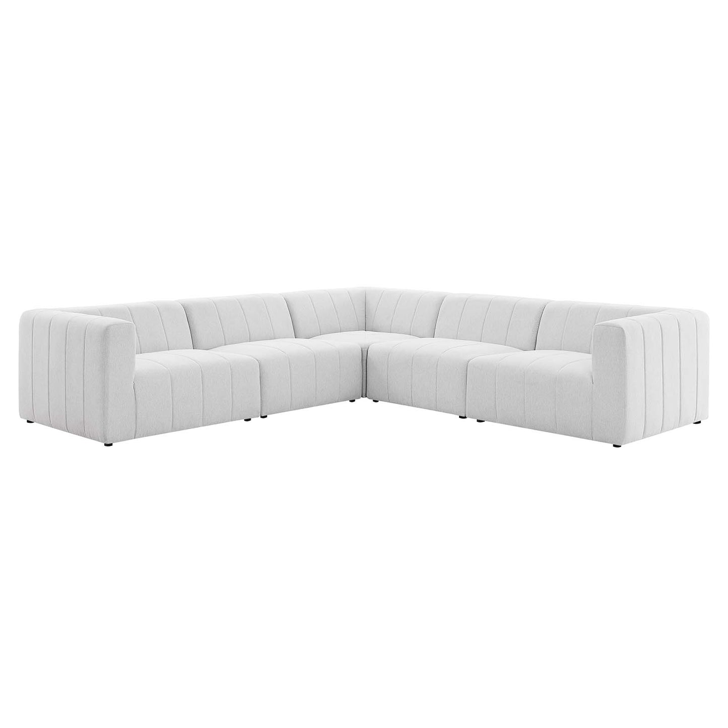 Bartlett Upholstered Fabric 5-Piece Sectional Sofa Ivory EEI-4531-IVO