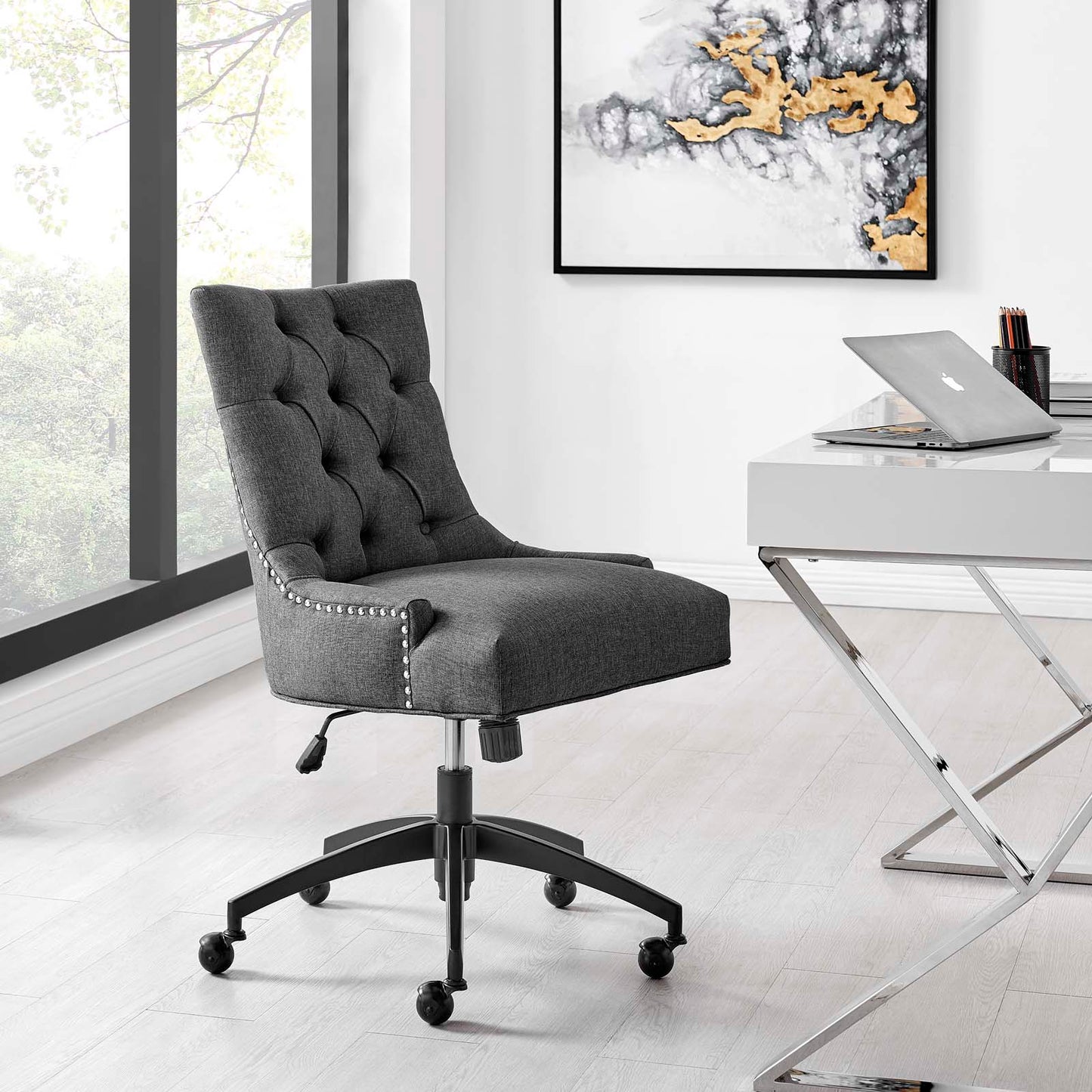 Regent Tufted Fabric Office Chair Black Gray EEI-4572-BLK-GRY
