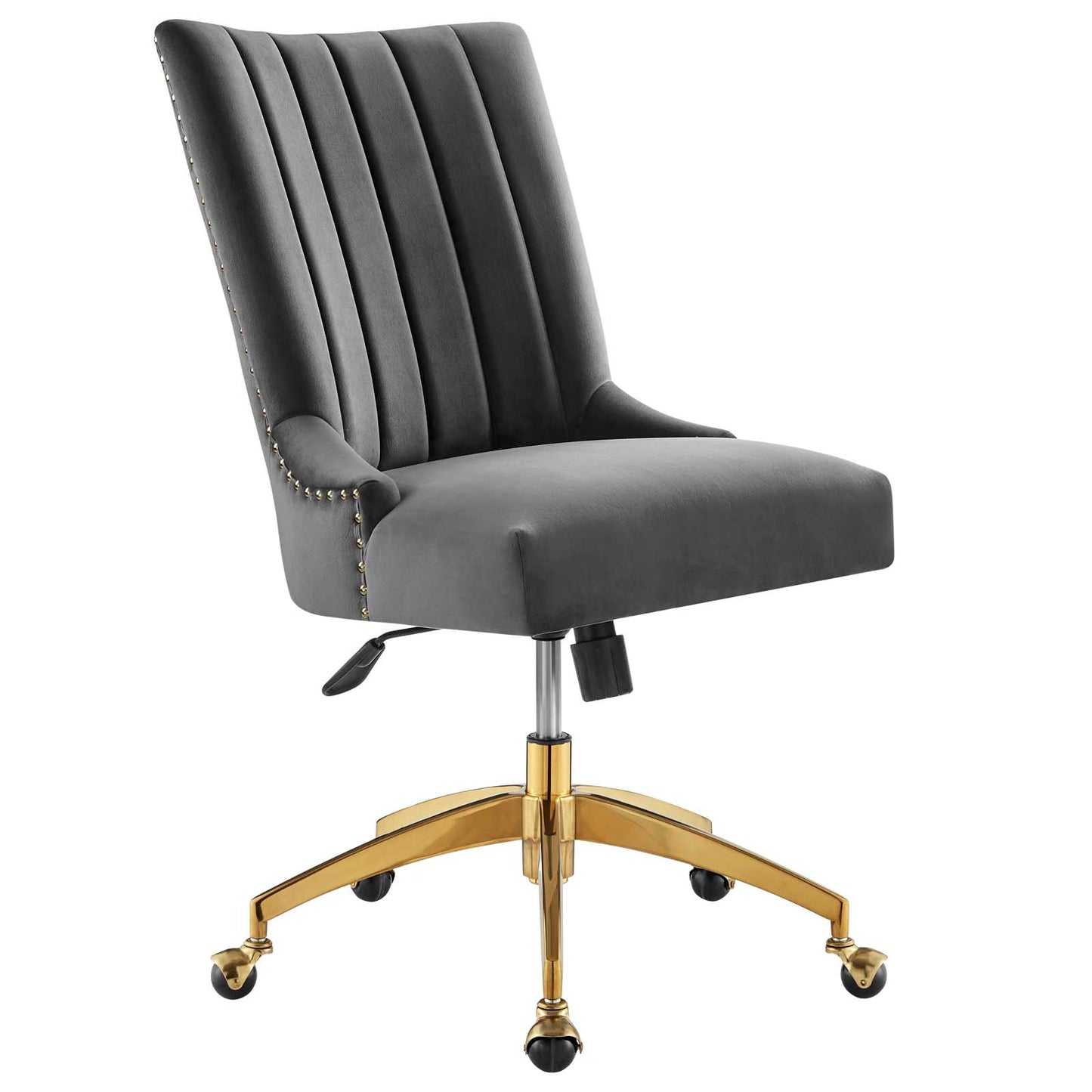 Empower Channel Tufted Performance Velvet Office Chair Gold Gray EEI-4575-GLD-GRY