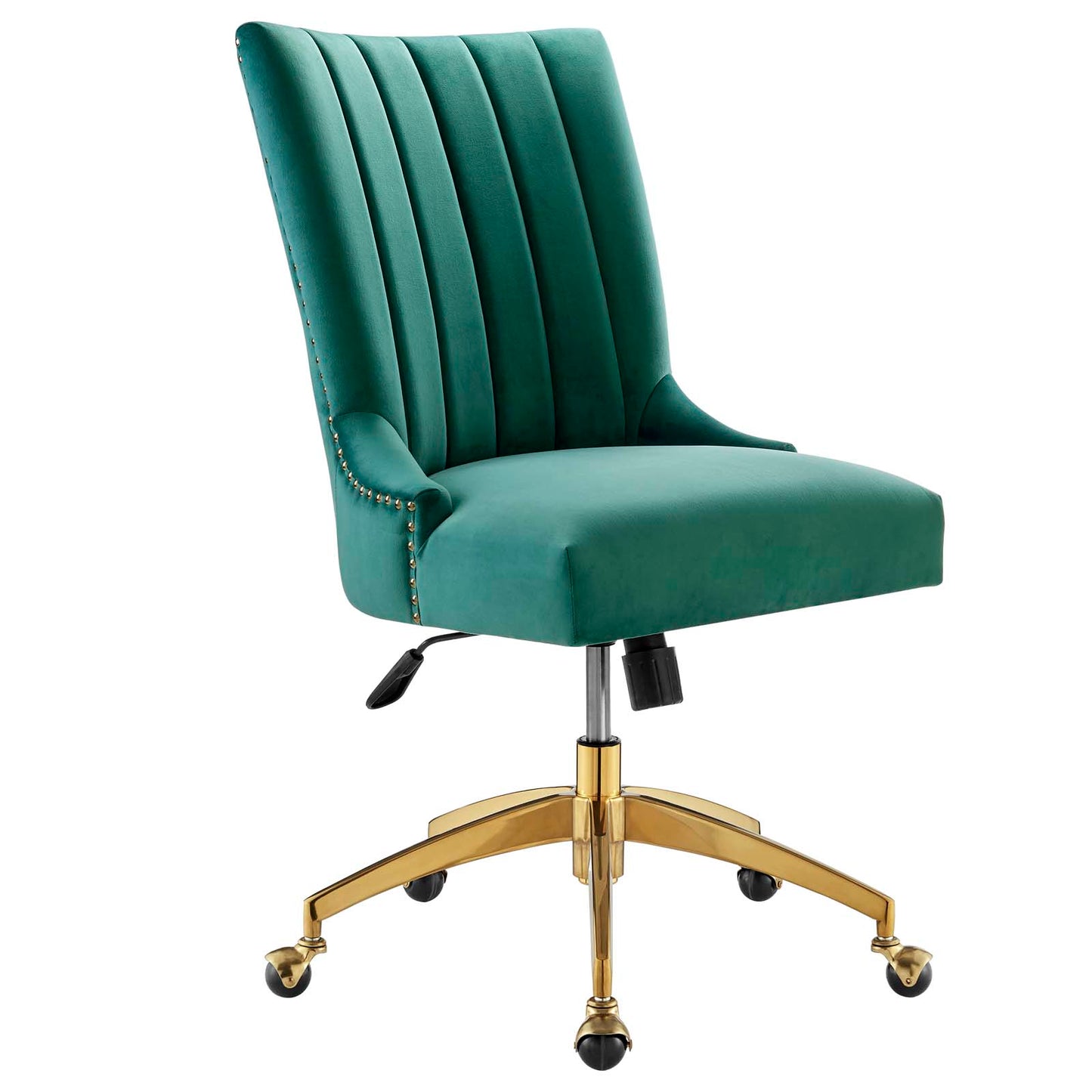 Empower Channel Tufted Performance Velvet Office Chair Gold Teal EEI-4575-GLD-TEA