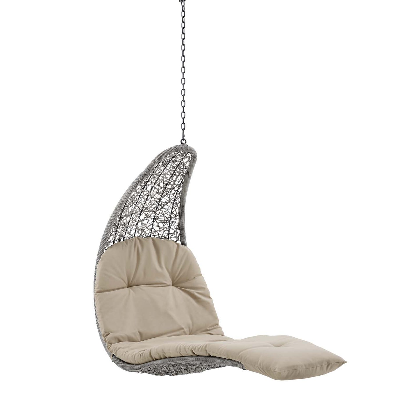 Landscape Hanging Chaise Lounge Outdoor Patio Swing Chair Light Gray Beige EEI-4589-LGR-BEI