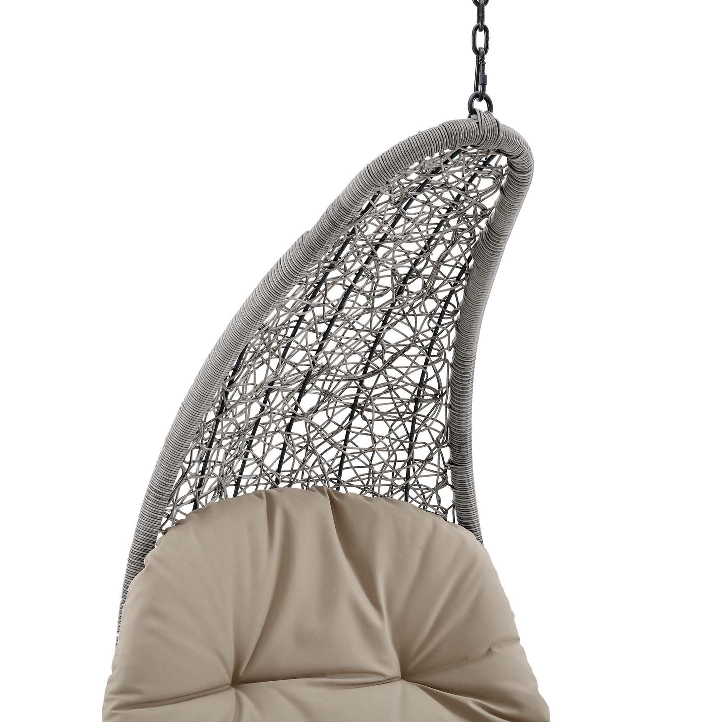 Landscape Hanging Chaise Lounge Outdoor Patio Swing Chair Light Gray Beige EEI-4589-LGR-BEI