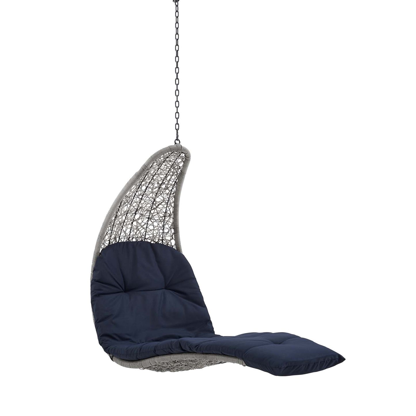 Landscape Hanging Chaise Lounge Outdoor Patio Swing Chair Light Gray Navy EEI-4589-LGR-NAV