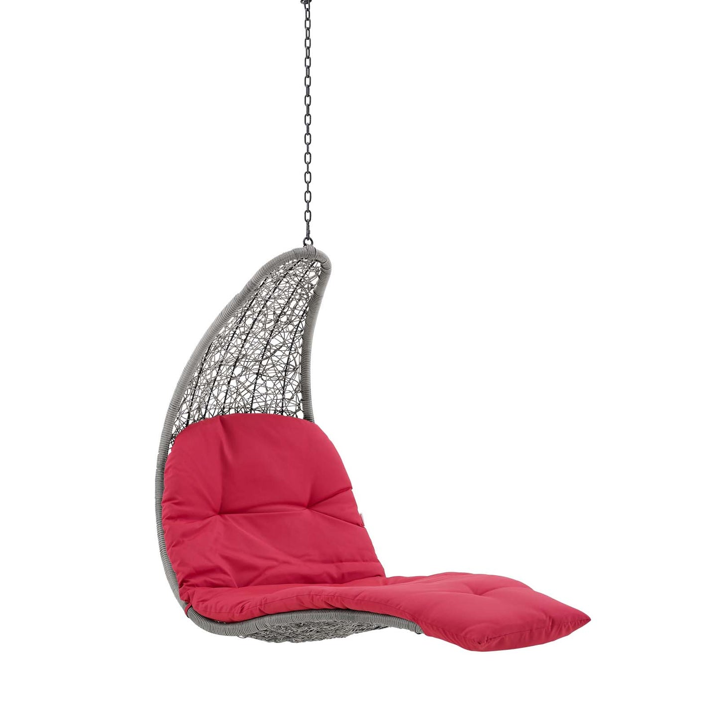 Landscape Hanging Chaise Lounge Outdoor Patio Swing Chair Light Gray Red EEI-4589-LGR-RED