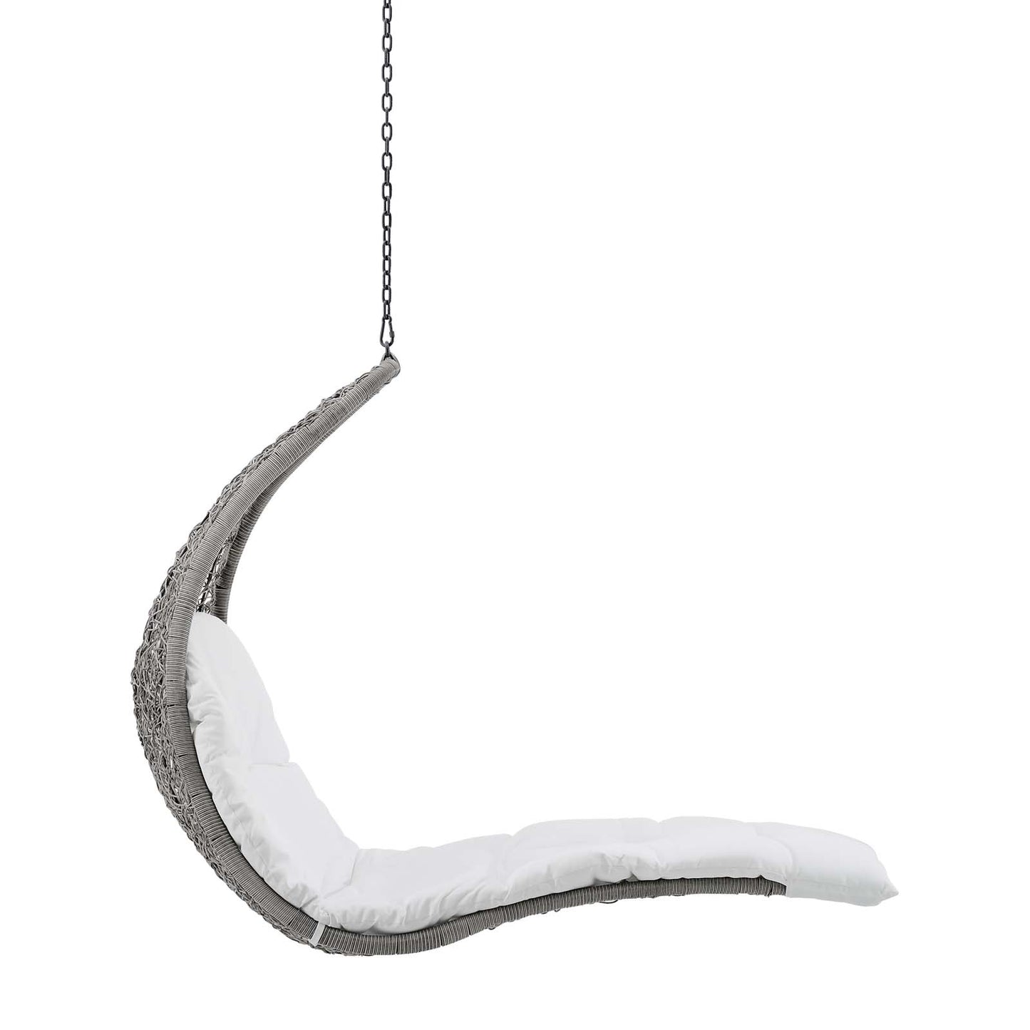 Landscape Hanging Chaise Lounge Outdoor Patio Swing Chair Light Gray White EEI-4589-LGR-WHI
