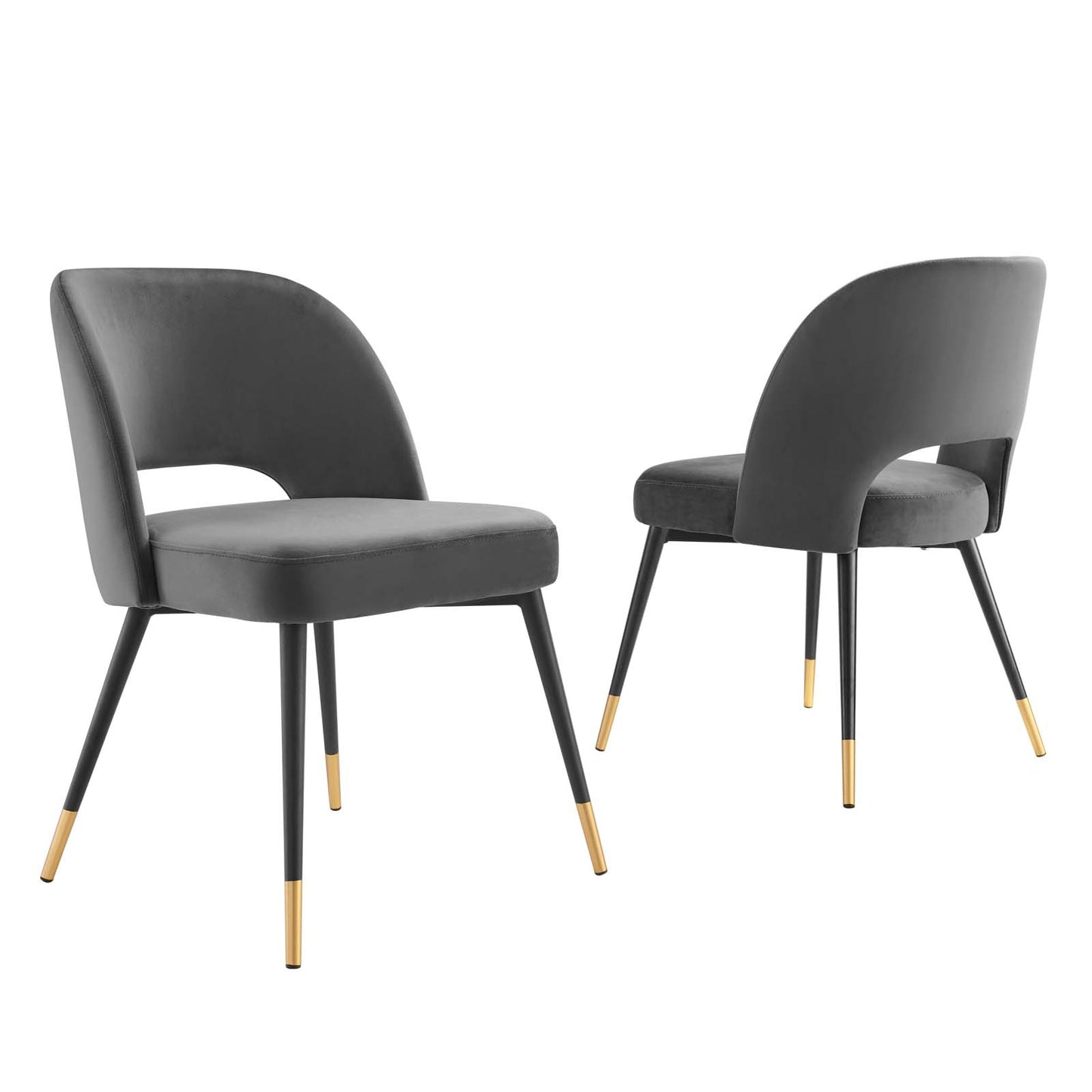 Rouse Performance Velvet Dining Side Chairs - Set of 2 Charcoal EEI-4599-CHA