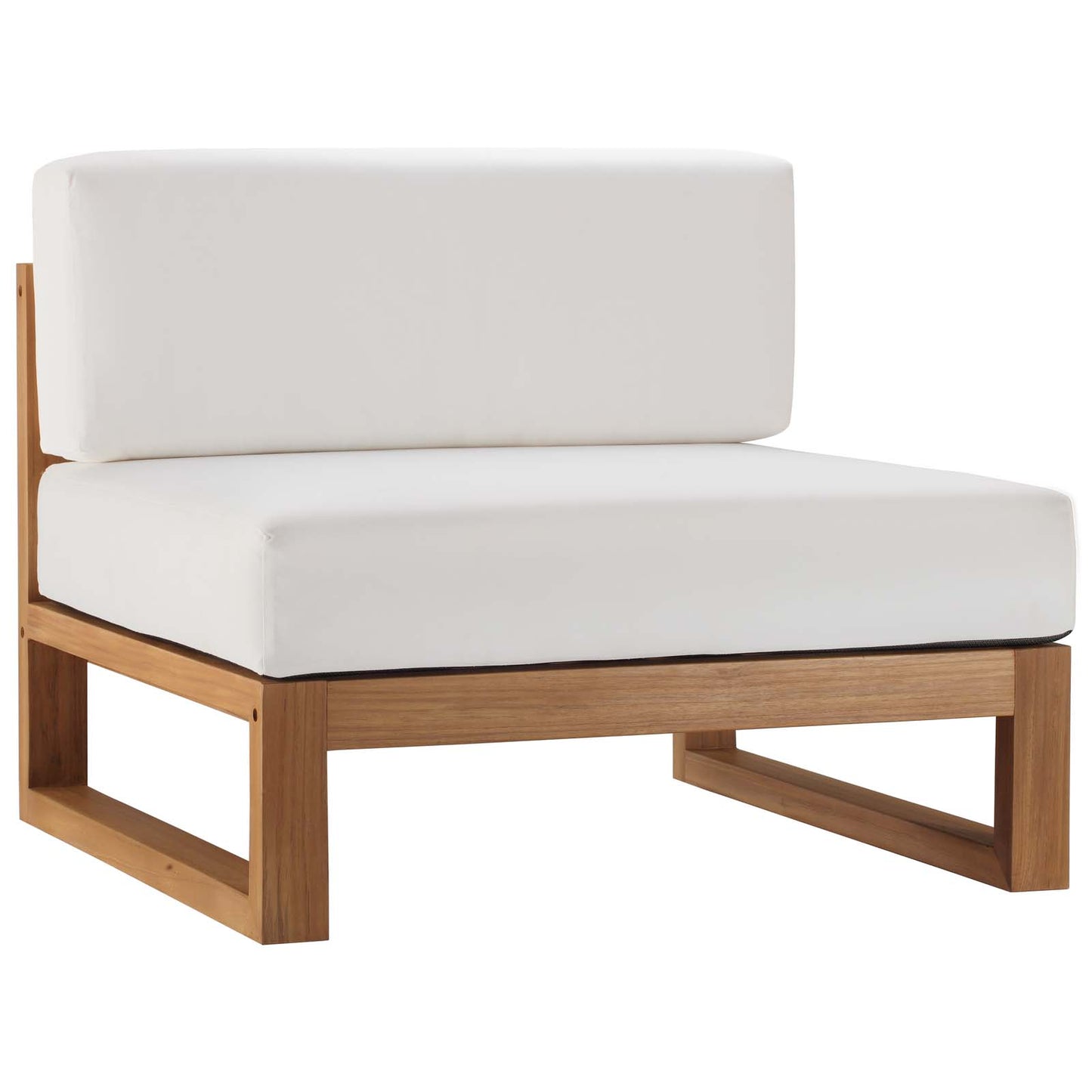 Upland Outdoor Patio Teak Wood 5-Piece Sectional Sofa Set Natural White EEI-4619-NAT-WHI-SET