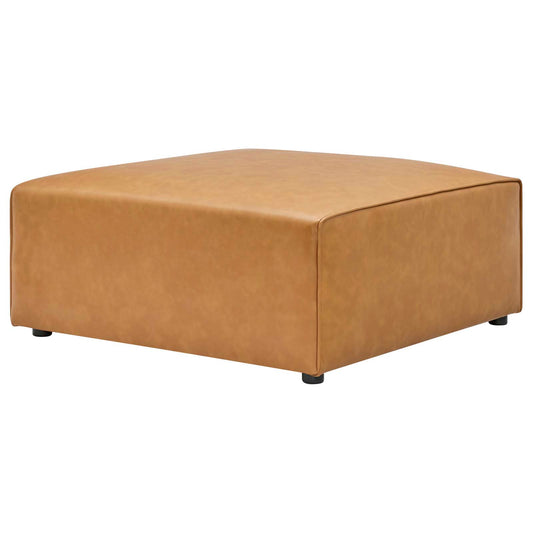 Mingle Vegan Leather Ottoman Tan