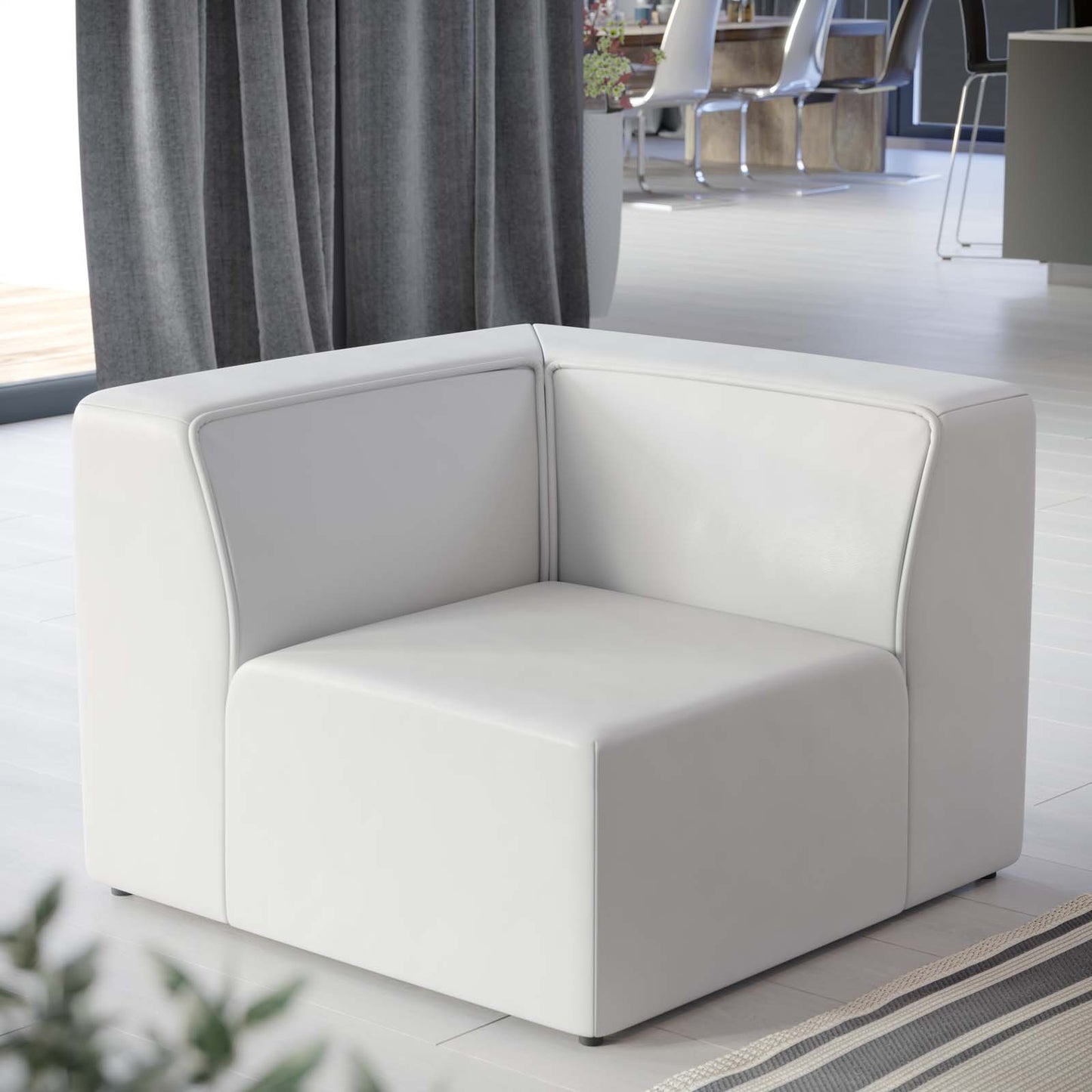 Mingle Vegan Leather Corner Chair White EEI-4625-WHI