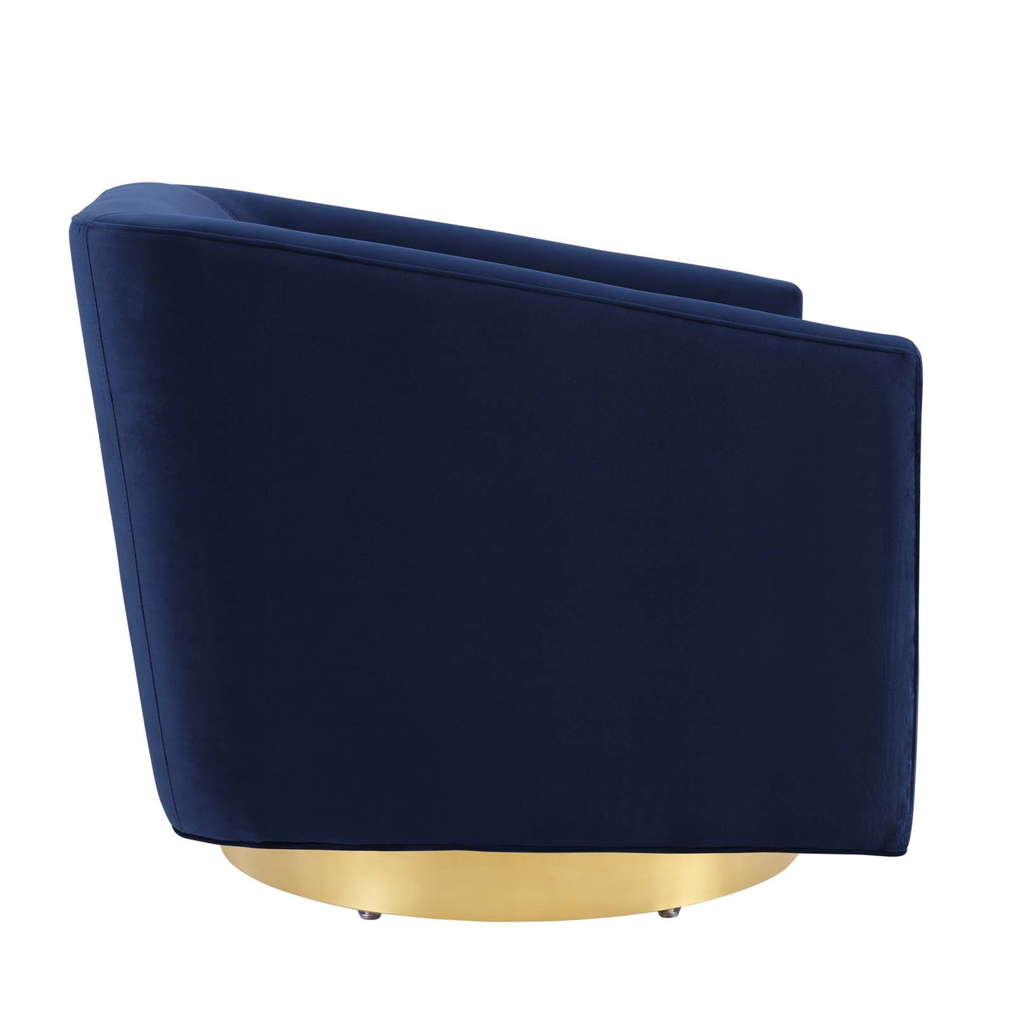 Twist Accent Lounge Performance Velvet Swivel Chair Gold Midnight Blue EEI-4626-GLD-MID