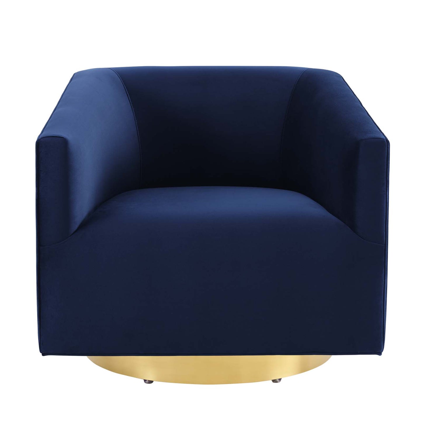 Twist Accent Lounge Performance Velvet Swivel Chair Gold Midnight Blue EEI-4626-GLD-MID