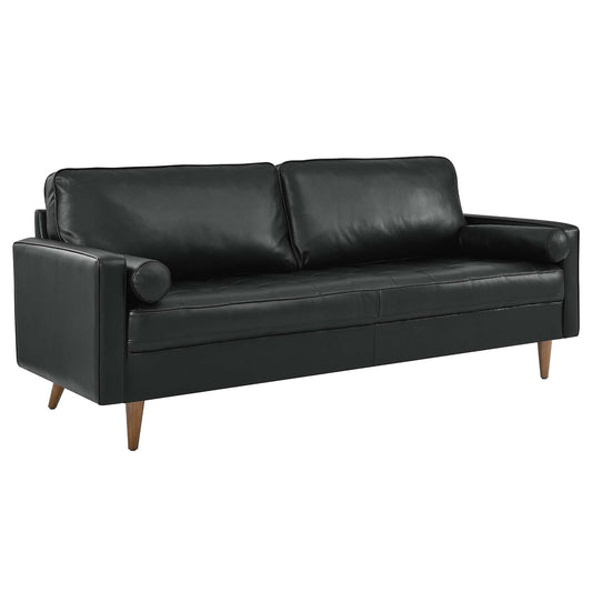 Valour 81" Leather Sofa Black