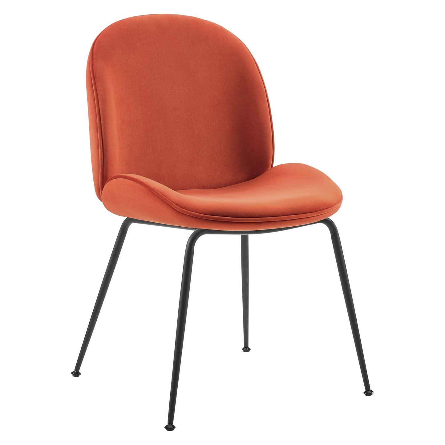 Scoop Black Powder Coated Steel Leg Performance Velvet Dining Chairs - Set of 2 Orange EEI-4635-ORA
