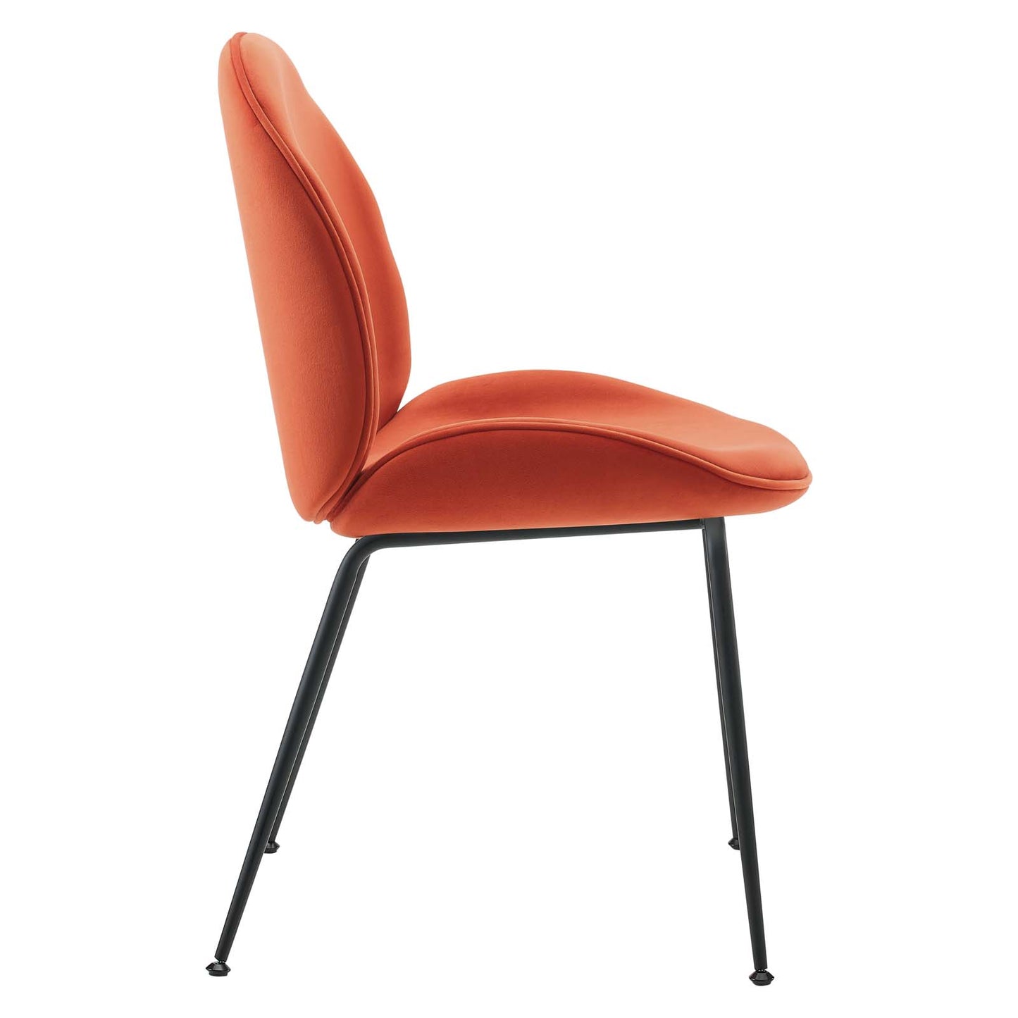 Scoop Black Powder Coated Steel Leg Performance Velvet Dining Chairs - Set of 2 Orange EEI-4635-ORA