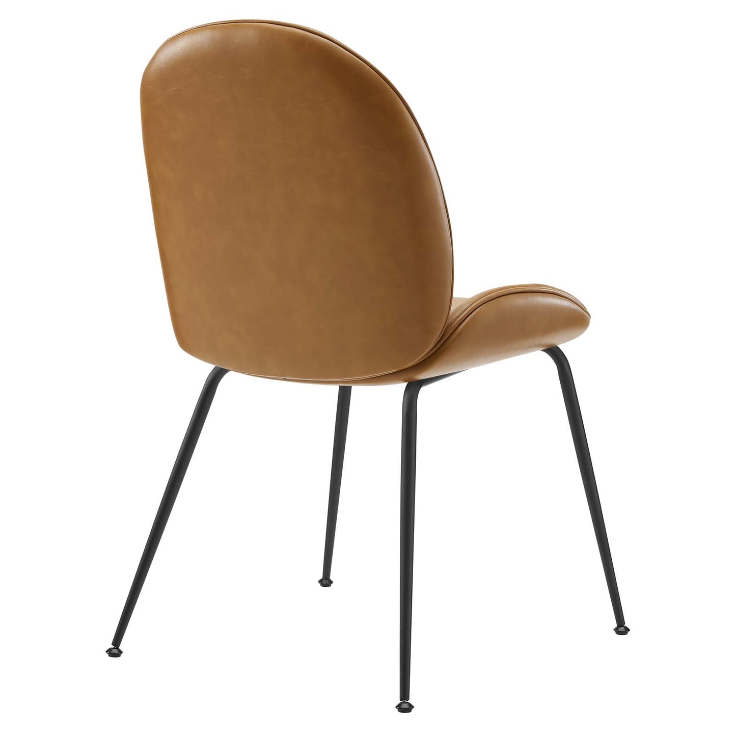 Scoop Black Powder Coated Steel Leg Vegan Leather Dining Chairs - Set of 2 Tan EEI-4636-TAN