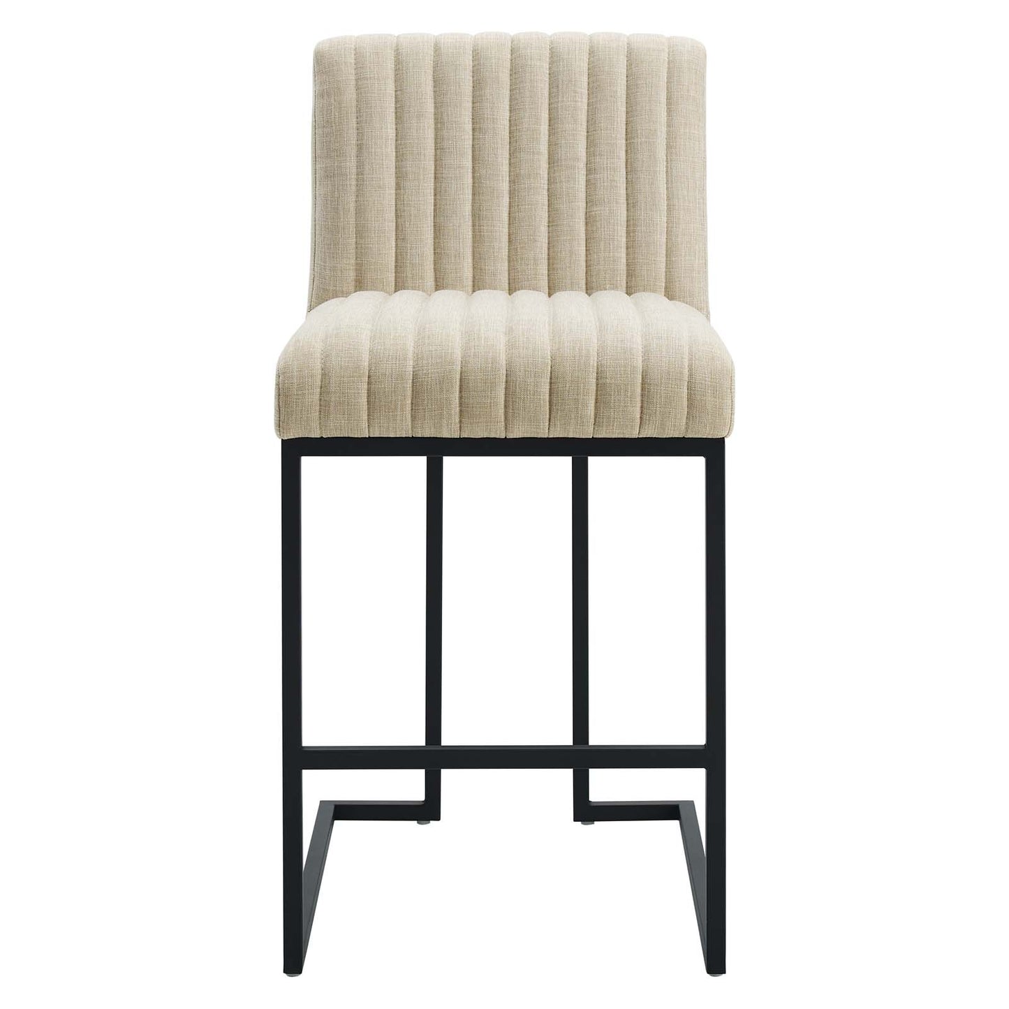 Indulge Channel Tufted Fabric Counter Stool Beige EEI-4653-BEI