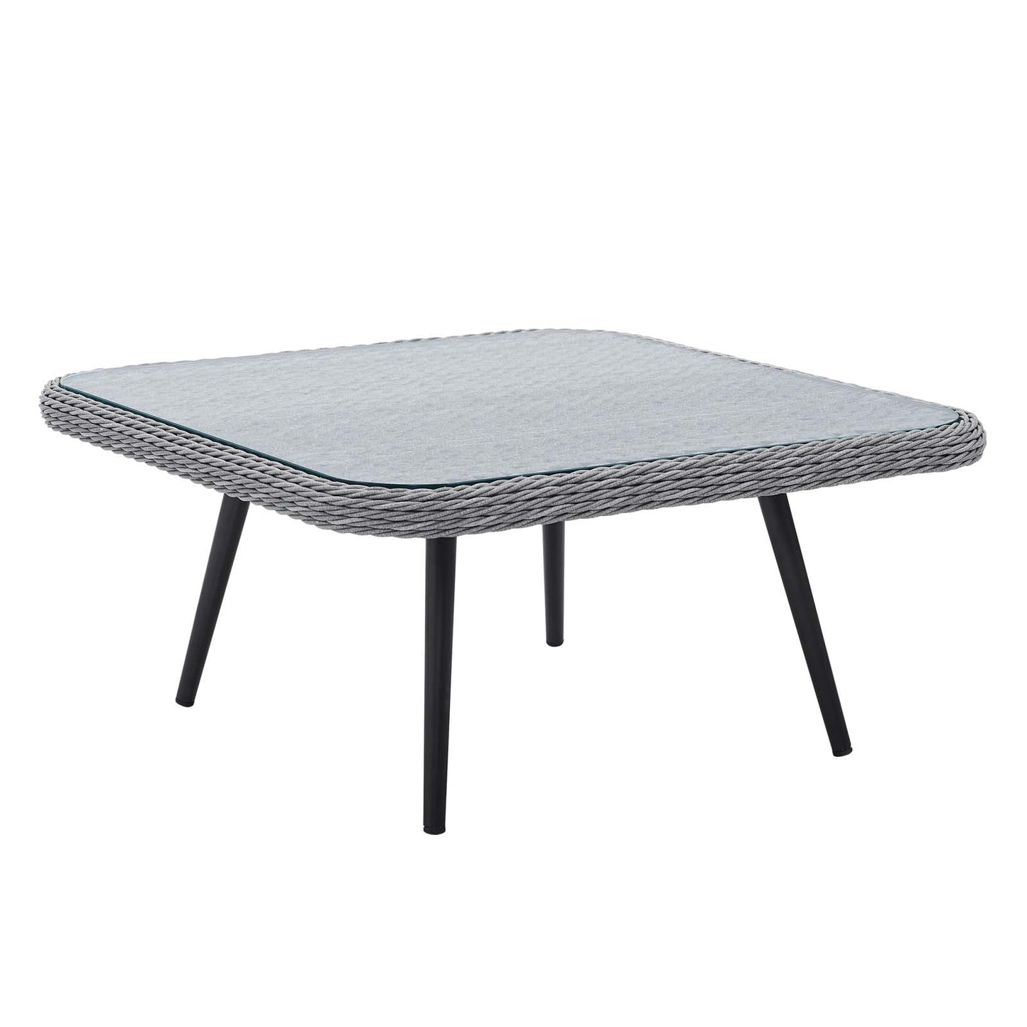 Endeavor Outdoor Patio Wicker Rattan Square Coffee Table Gray EEI-4659-GRY