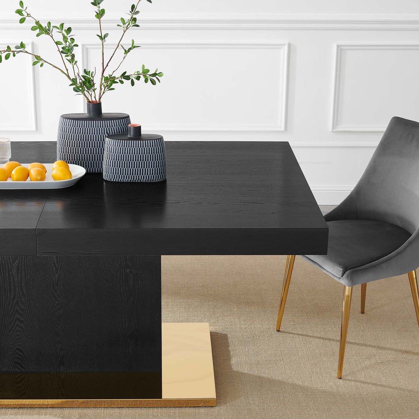 Vector Expandable Dining Table Black Gold EEI-4660-BLK-GLD