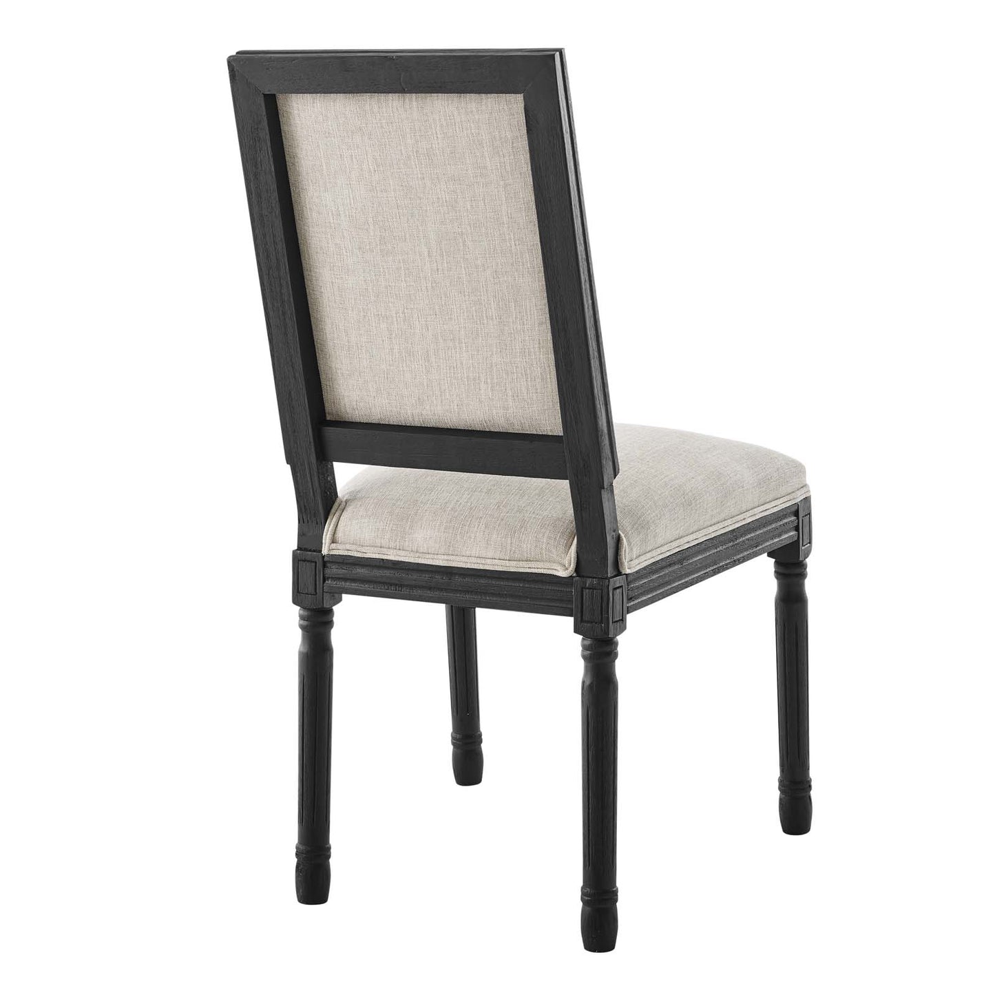 Court French Vintage Upholstered Fabric Dining Side Chair Black Beige EEI-4661-BLK-BEI