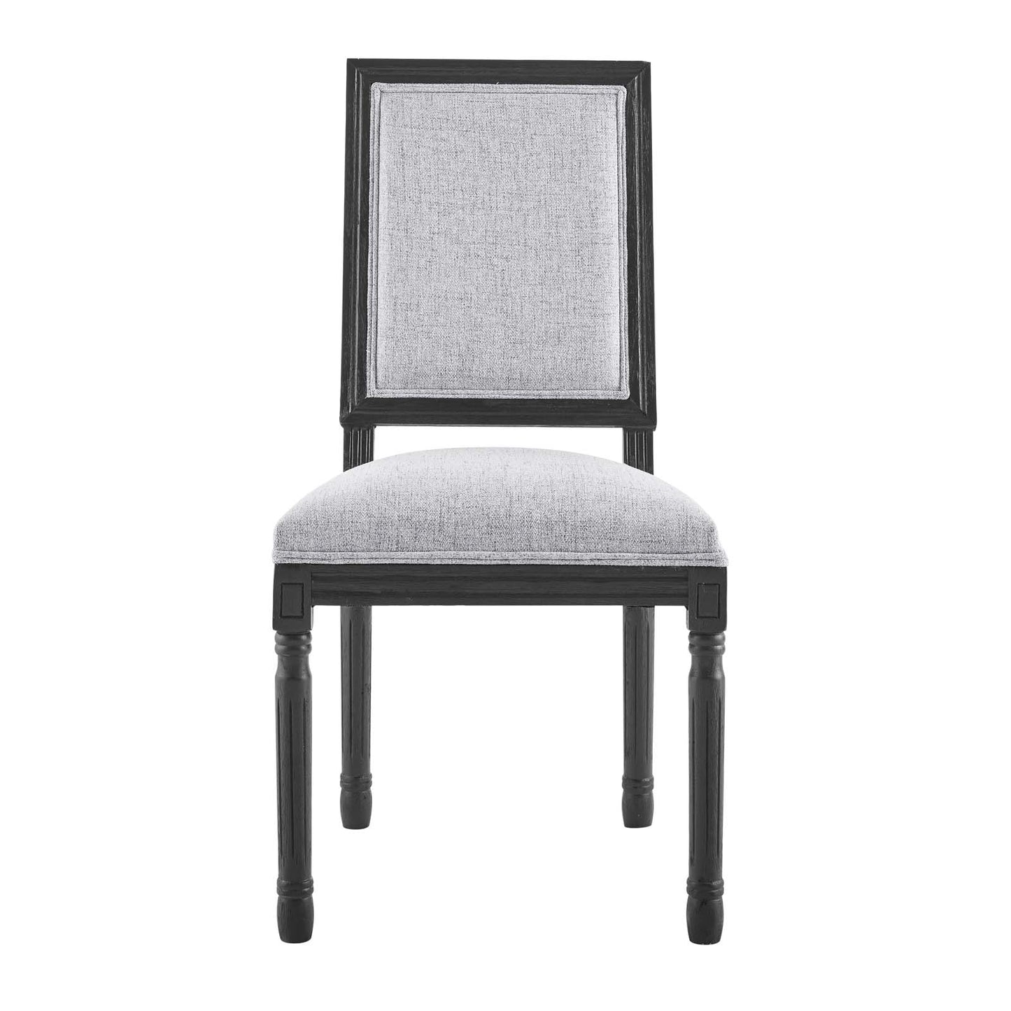Court French Vintage Upholstered Fabric Dining Side Chair Black Light Gray EEI-4661-BLK-LGR