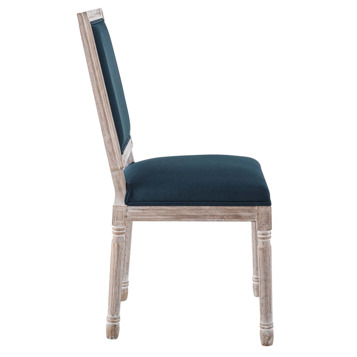 Court French Vintage Upholstered Fabric Dining Side Chair Natural Blue EEI-4661-NAT-BLU