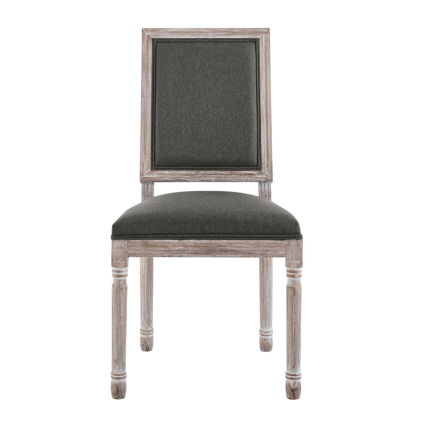 Court French Vintage Upholstered Fabric Dining Side Chair Natural Gray EEI-4661-NAT-GRY