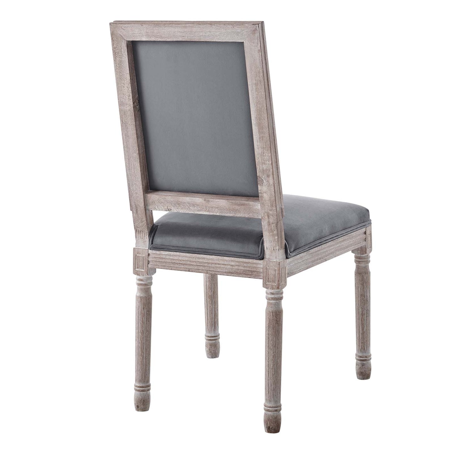 Court French Vintage Performance Velvet Dining Side Chair Natural Gray EEI-4662-NAT-GRY