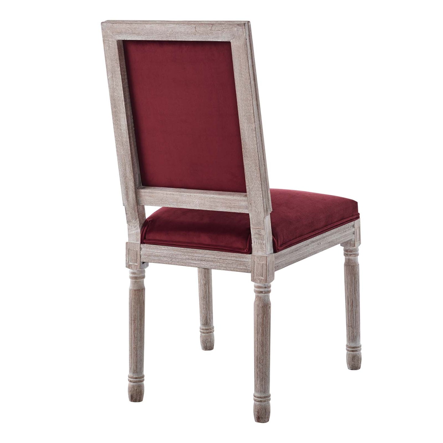 Court French Vintage Performance Velvet Dining Side Chair Natural Maroon EEI-4662-NAT-MAR
