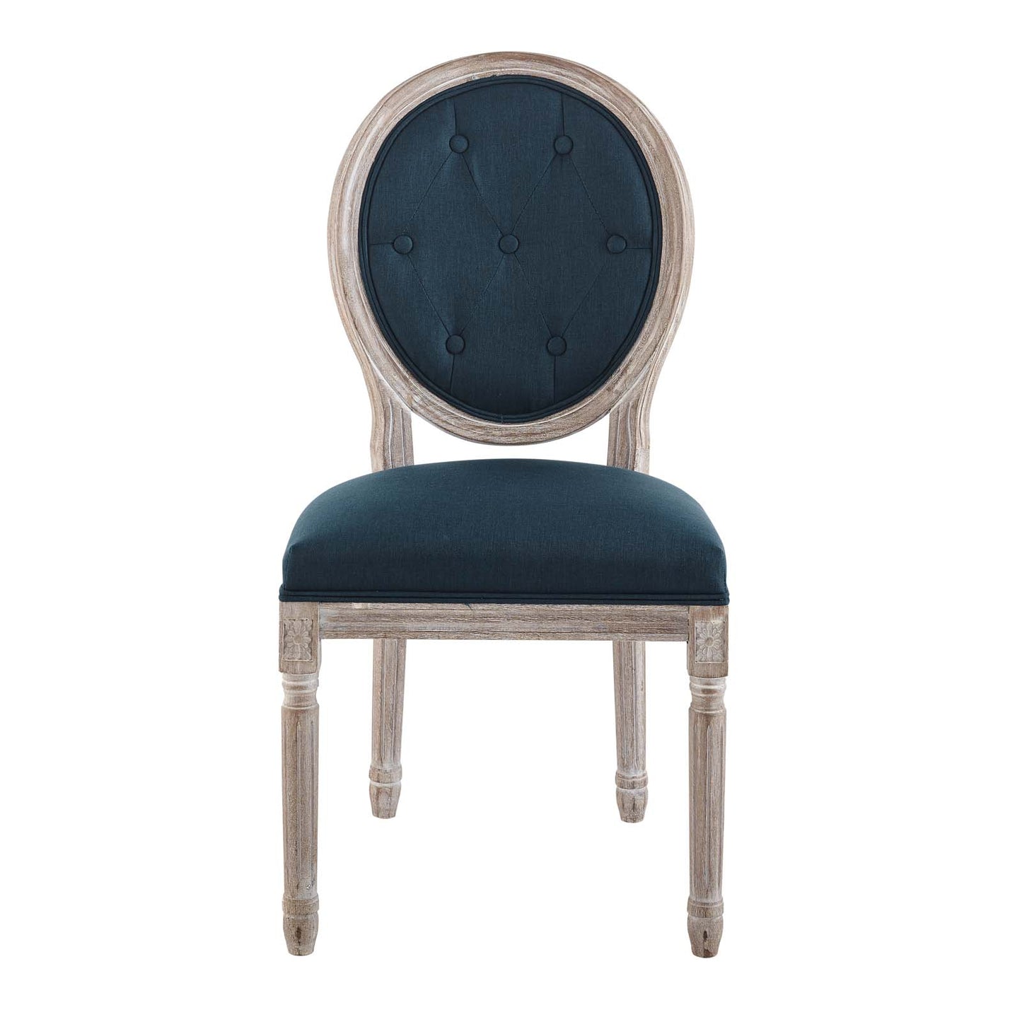 Arise Vintage French Upholstered Fabric Dining Side Chair Natural Light Blue EEI-4664-NAT-BLU