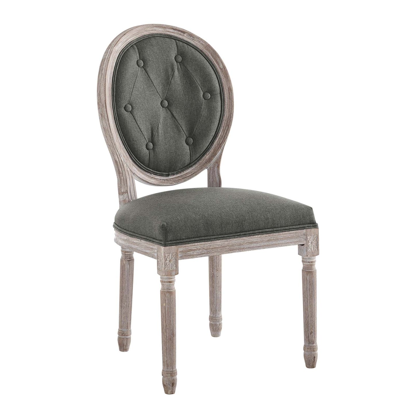 Arise Vintage French Upholstered Fabric Dining Side Chair Natural Gray EEI-4664-NAT-GRY