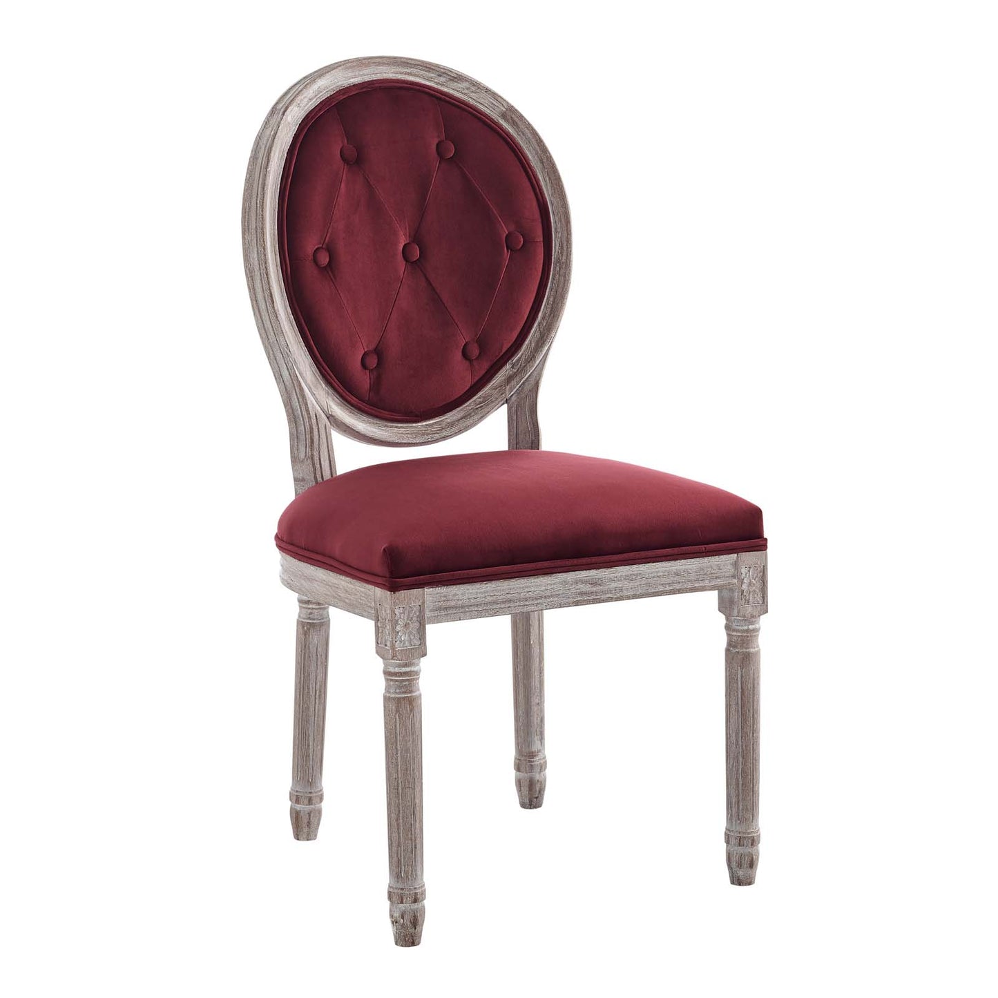 Arise Vintage French Performance Velvet Dining Side Chair Natural Maroon EEI-4665-NAT-MAR
