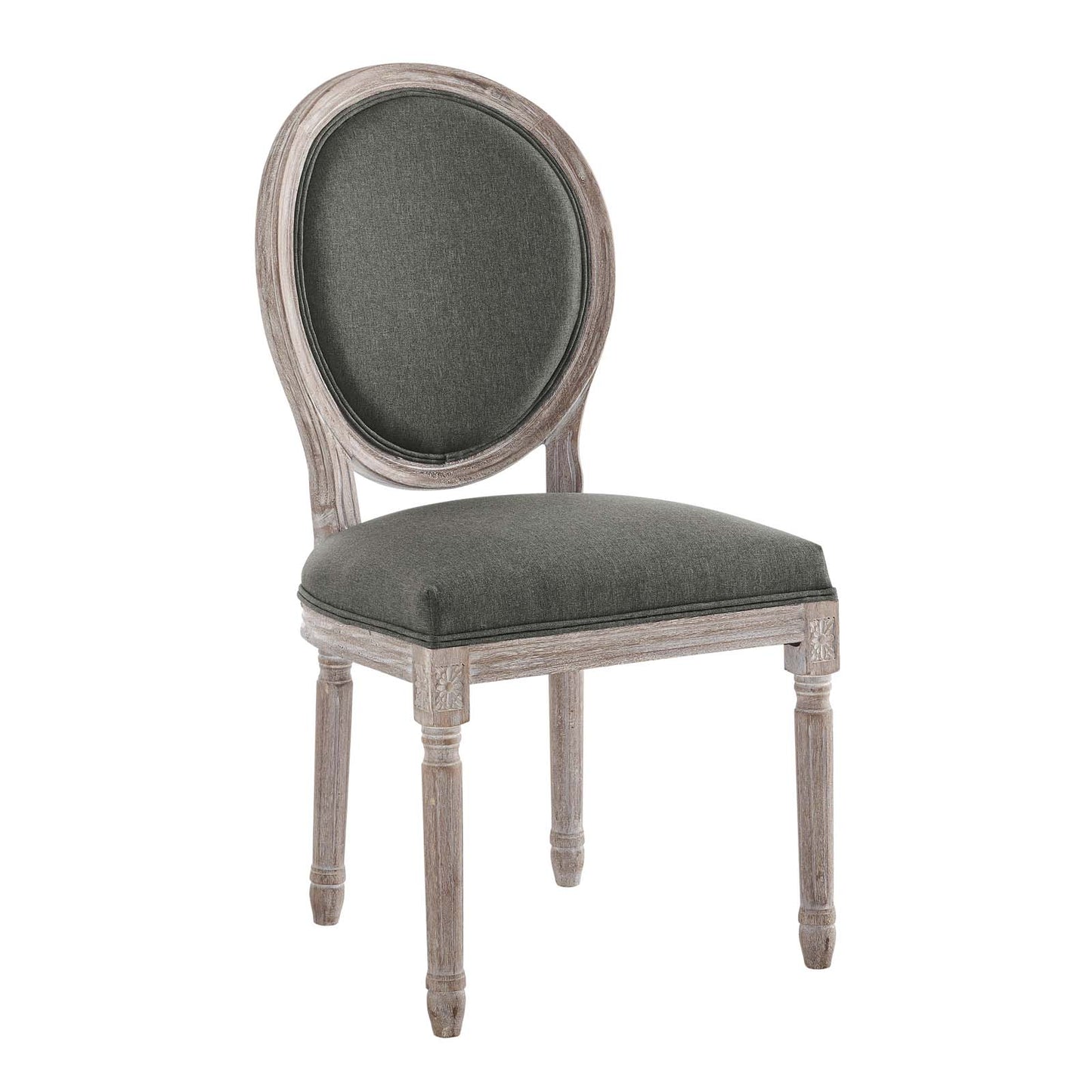 Emanate Vintage French Upholstered Fabric Dining Side Chair Natural Gray EEI-4667-NAT-GRY