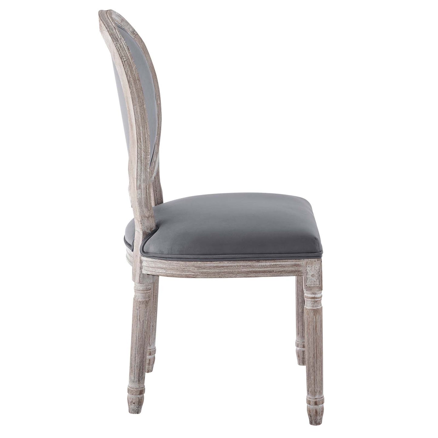 Emanate Vintage French Performance Velvet Dining Side Chair Natural Gray EEI-4668-NAT-GRY