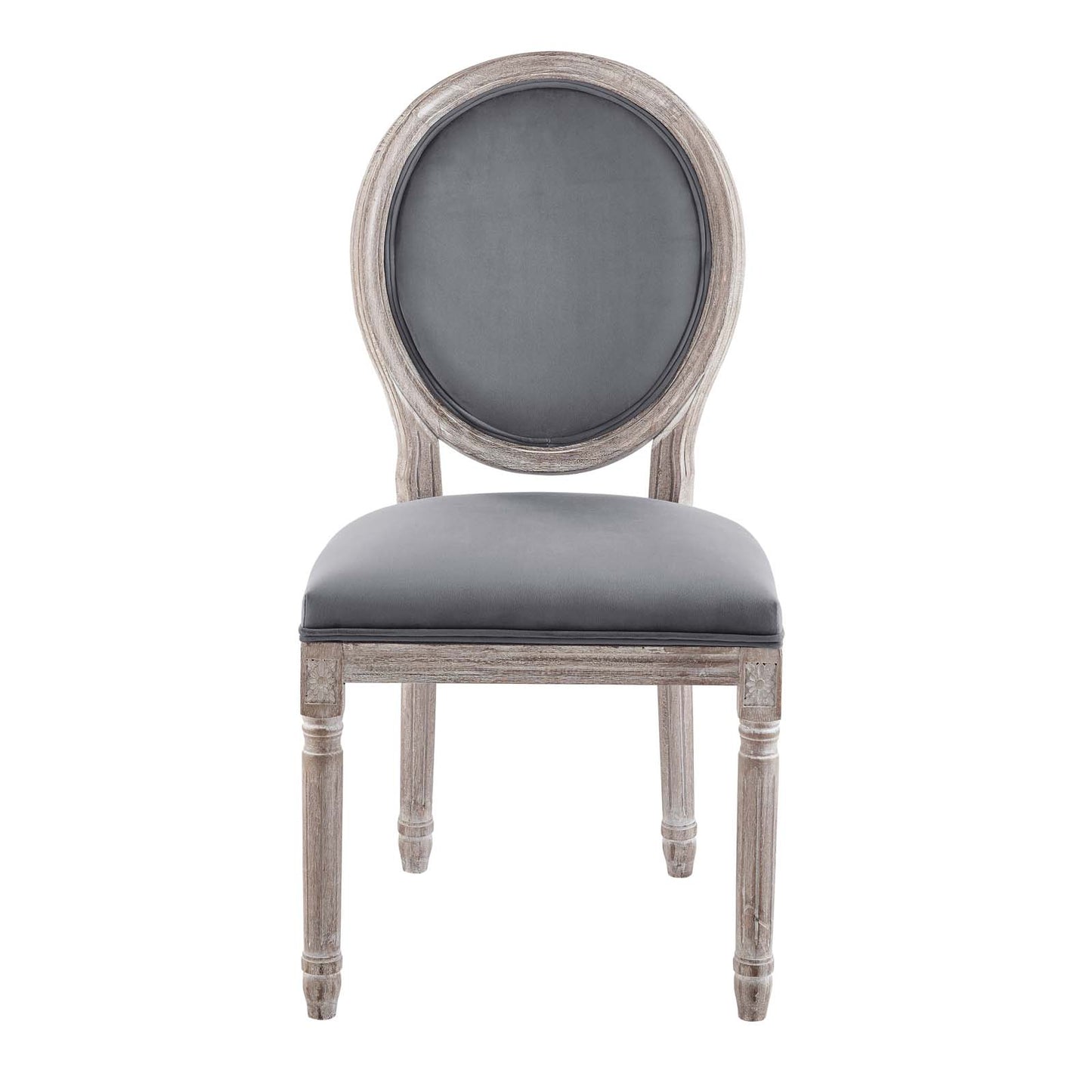 Emanate Vintage French Performance Velvet Dining Side Chair Natural Gray EEI-4668-NAT-GRY