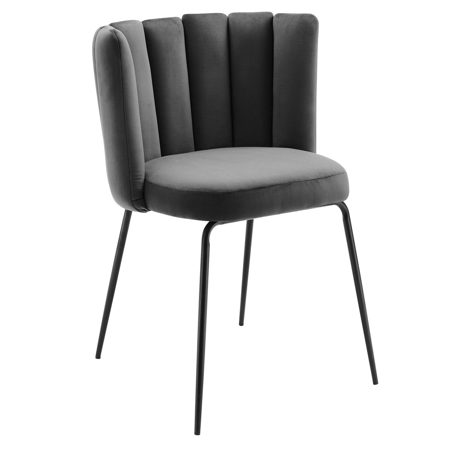 Virtue Performance Velvet Dining Chair Set of 2 Black Gray EEI-4675-BLK-GRY