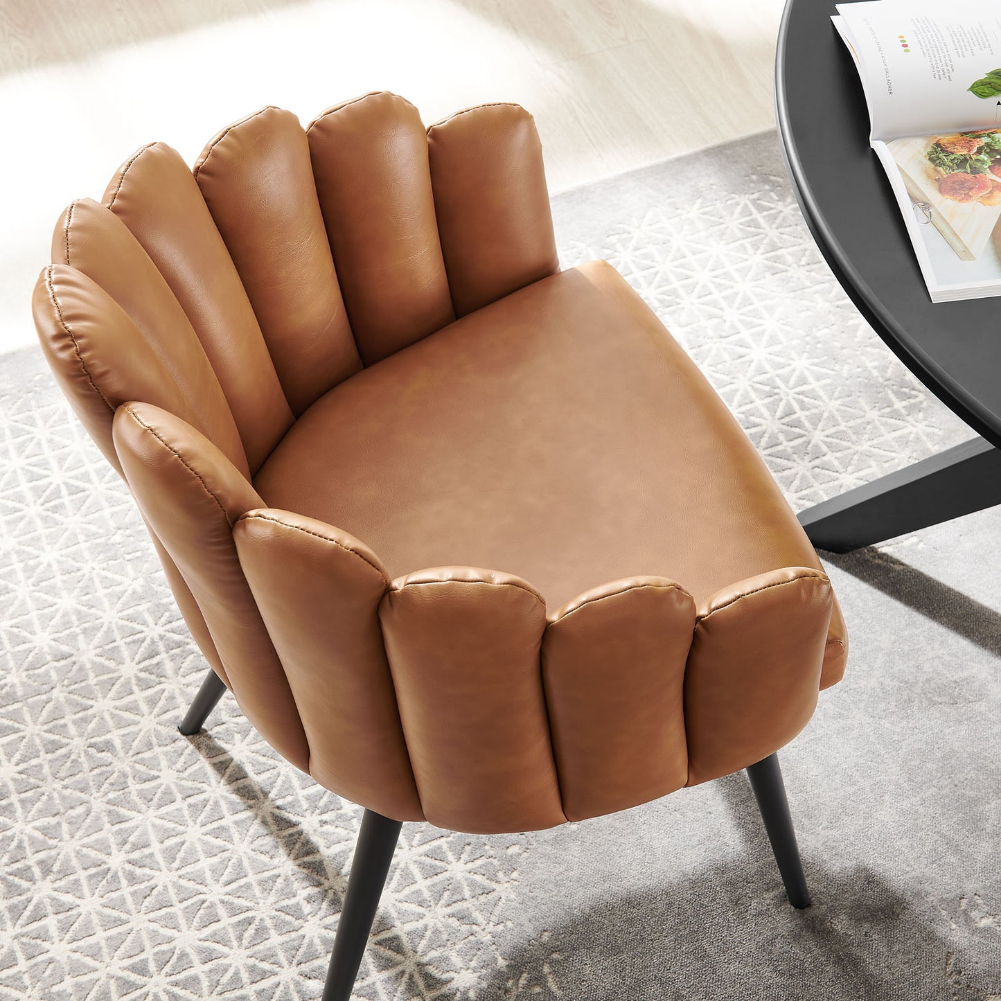 Vanguard Vegan Leather Dining Chair Black Tan EEI-4678-BLK-TAN