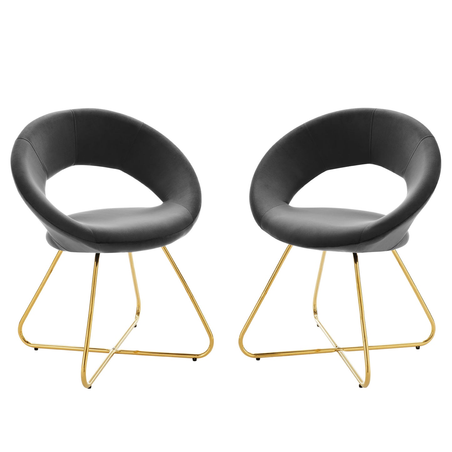 Nouvelle Performance Velvet Dining Chair Set of 2 Gold Charcoal EEI-4681-GLD-CHA