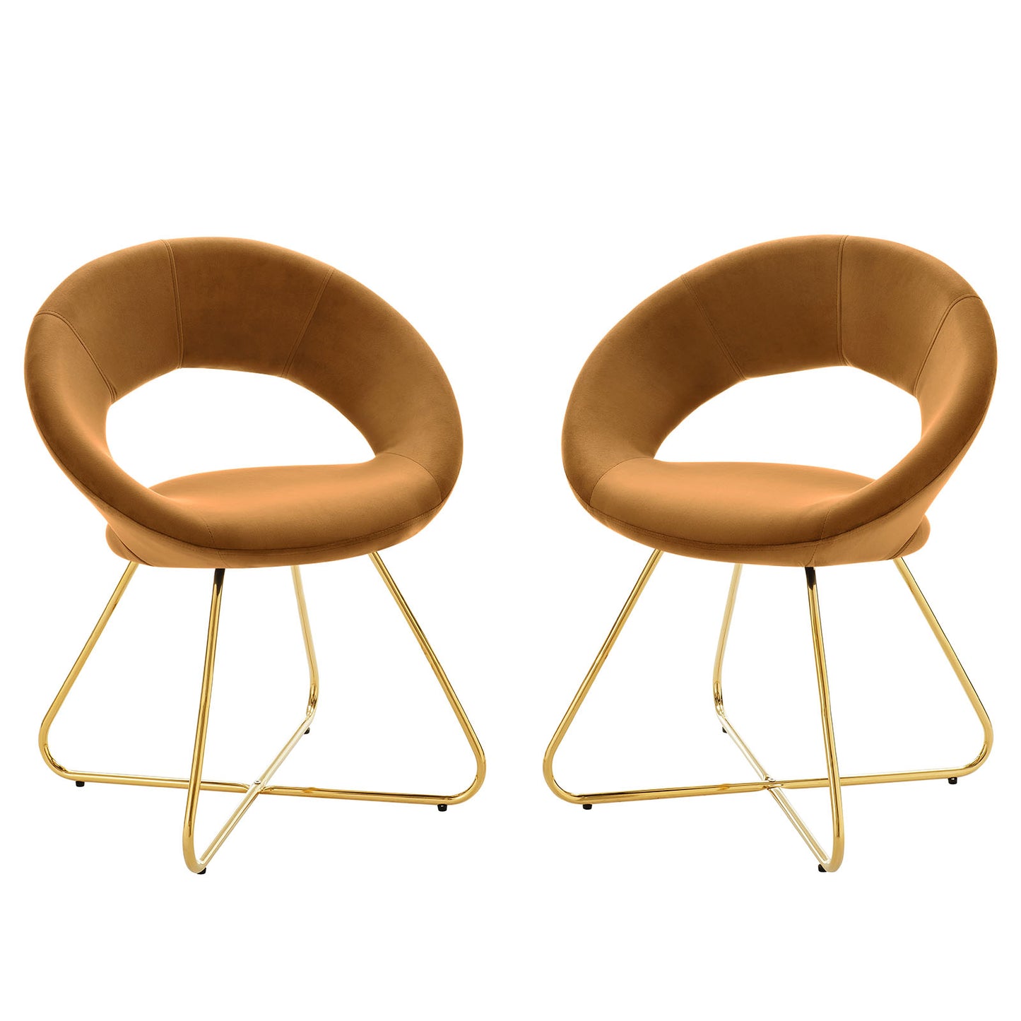Nouvelle Performance Velvet Dining Chair Set of 2 Gold Cognac EEI-4681-GLD-COG