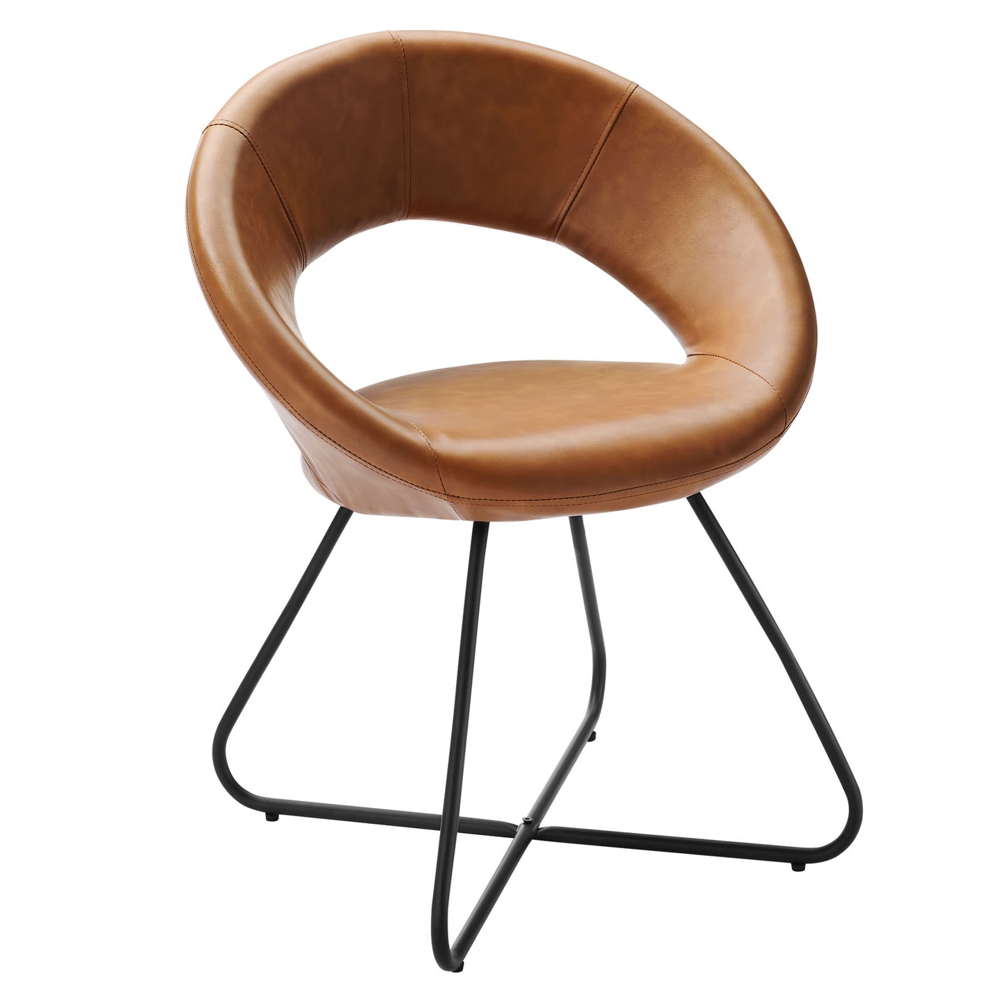 Nouvelle Vegan Leather Dining Chair Set of 2 Black Tan EEI-4682-BLK-TAN