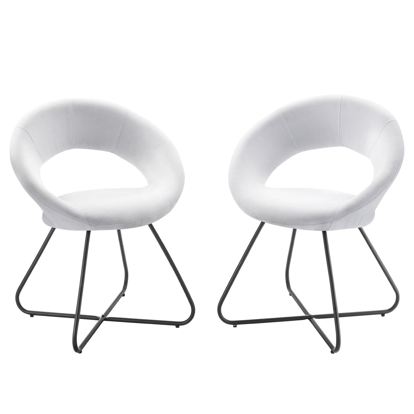 Nouvelle Upholstered Fabric Dining Chair Set of 2 Black White EEI-4683-BLK-WHI