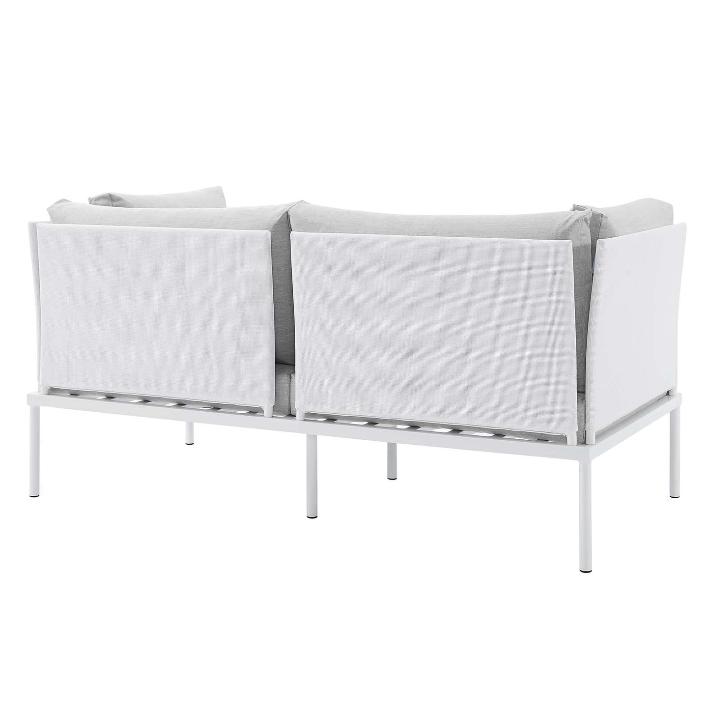 Harmony 4-Piece  Sunbrella® Outdoor Patio Aluminum Seating Set White Gray EEI-4690-WHI-GRY-SET