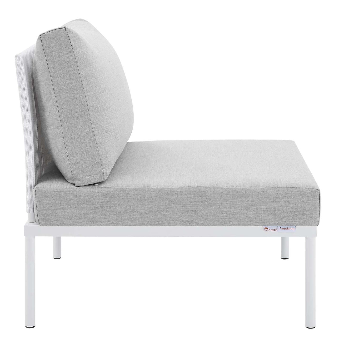 Harmony 4-Piece  Sunbrella® Outdoor Patio Aluminum Seating Set White Gray EEI-4690-WHI-GRY-SET