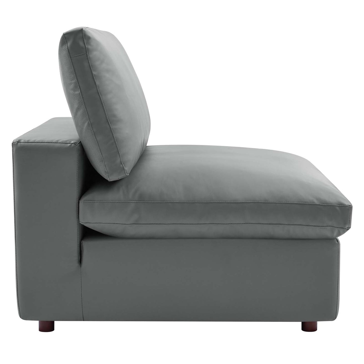 Commix Down Filled Overstuffed Vegan Leather Armless Chair Gray EEI-4694-GRY