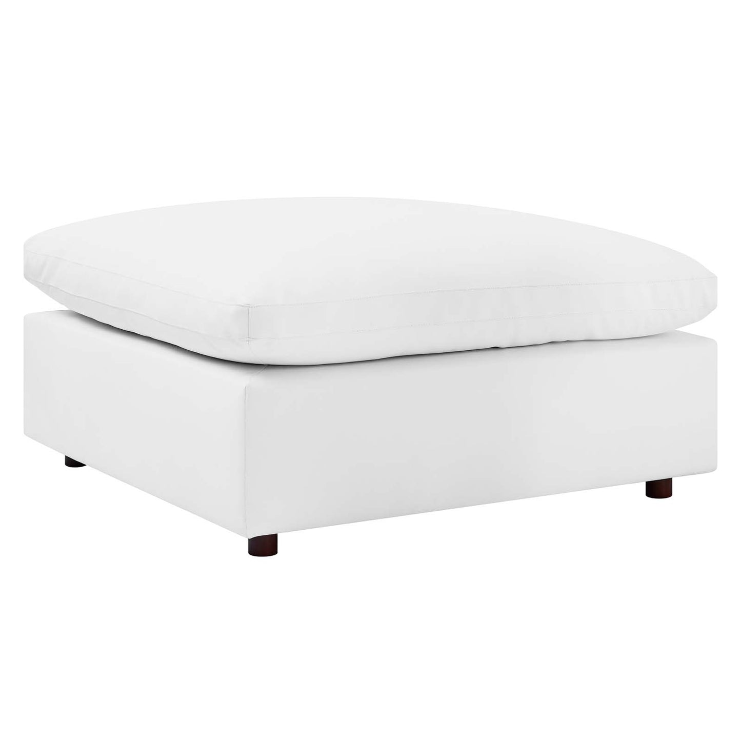 Commix Down Filled Overstuffed Vegan Leather Ottoman White EEI-4695-WHI