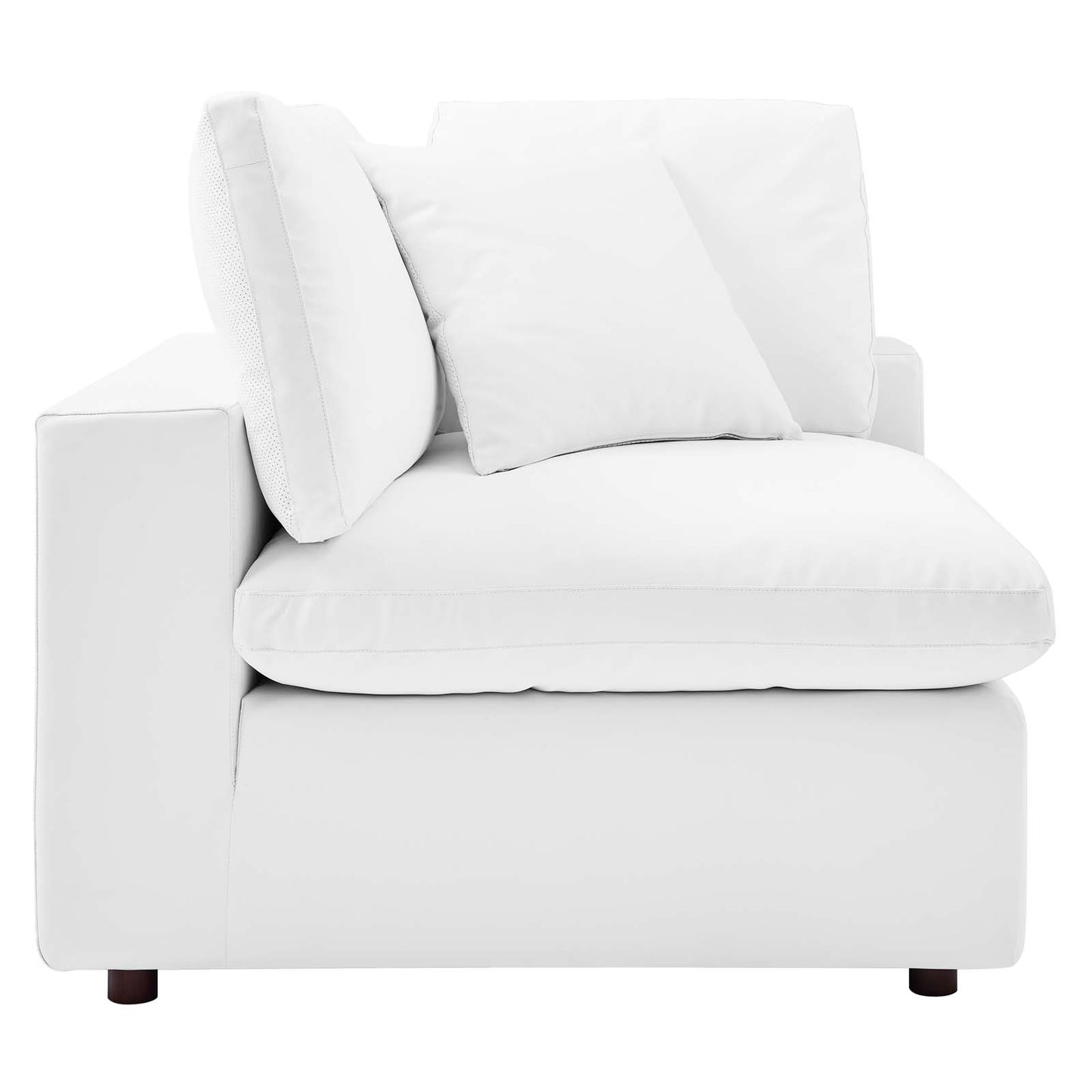 Commix Down Filled Overstuffed Vegan Leather Corner Chair White EEI-4696-WHI